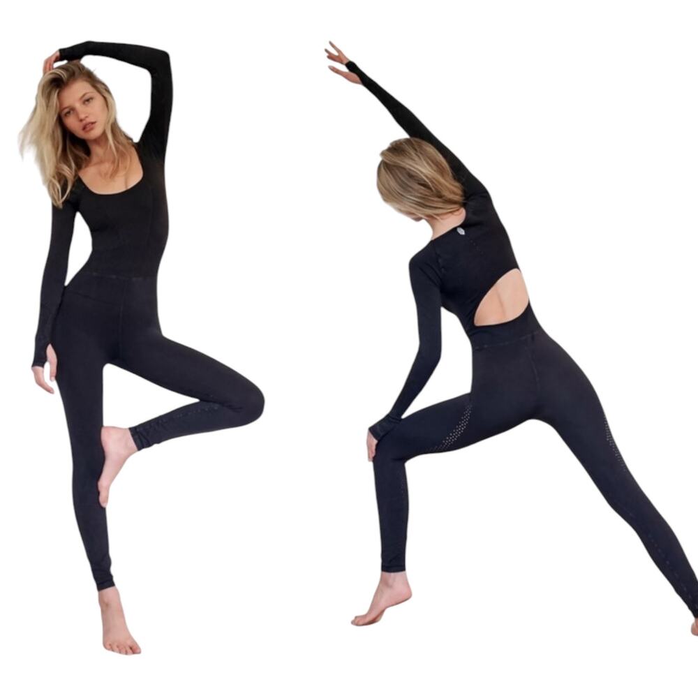 Free People Movement Good Karma Bodysuit XS / Small Charcoal Grey Yoga Fitness